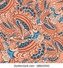 Seamless hand draw colorful texture in folk style 