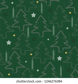 seamless hand draw green pine tree pattern background