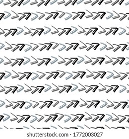 seamless hand draw monochome line from triangle shape on white pattern background