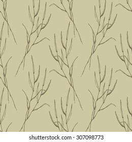 Seamless  hand draw pattern with herbs. Suitable for paper, wallpaper, textile. Herbal vintage background. 