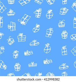 seamless hand draw sketch, gift box
