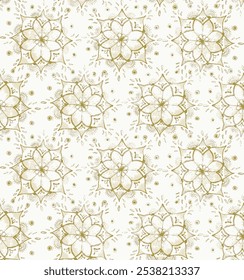 Seamless hand draw spring beige geometric flower mandala pattern for used wallpaper, textile print, fills, web page, surface textures, wrapping paper, design of presentation Free Vector.