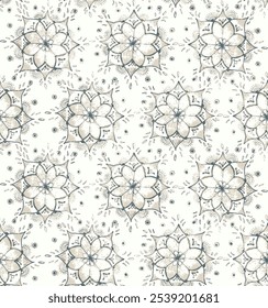 Seamless hand draw spring summer geometric flower mandala pattern for used wallpaper, textile print, fills, web page, surface textures, wrapping paper, design of presentation Free Vector.