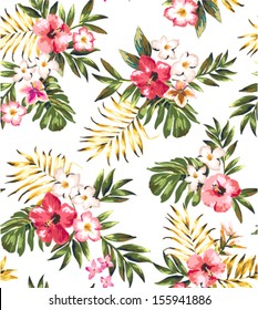 seamless hand draw tropical flower,blossom cluster pattern background