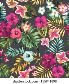 seamless hand draw tropical flower,blossom cluster pattern background