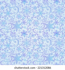 seamless hand drawing tracery pattern from watercolor snowflakes