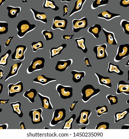 Seamless Hand Drawn Abstract Diagonal Leopard Shapes Vector Pattern Isolated Background