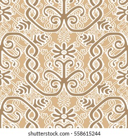 Seamless hand drawn abstract flowers and leaf ornament pattern