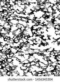 Seamless Hand Drawn Abstract Ink Stains and Camouflage Leopard Skin Vector Pattern