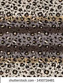 Nahtlose handgezeichnete abstrakte Leopardenhaut-Vektormuster mit Zebra-Streifen Brush-Schlaganfall-Hintergrund