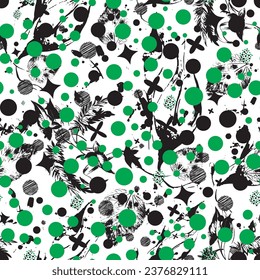 seamless hand drawn abstract pattern. Brush painted polka dots. simple background

