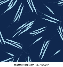 Seamless  hand drawn abstract pattern background.Brush stroke art.Modern blue simple line strokes on dark background.