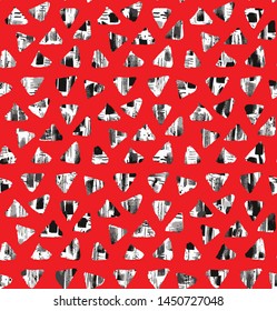 Seamless Hand Drawn Abstract Triangles Vector Pattern with Brush Strokes Texture Isolated Background