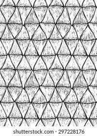 Seamless hand drawn abstract vector pattern with lines and triangle motive