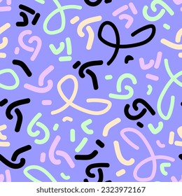 Seamless hand drawn art pattern with abstract shapes. Vector seamless pattern with modern scandinavian cut out elements.