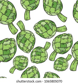 Seamless hand drawn artichoke pattern
