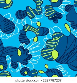 Seamless hand drawn artwork with natural abstract patterns