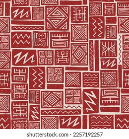 SEAMLESS HAND DRAWN AZTEC TRIBAL SYMBOL PATTERN SWATCHES