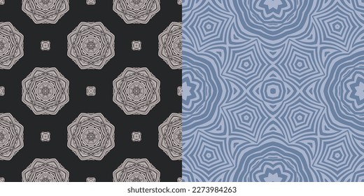 SEAMLESS HAND DRAWN AZTEC TRIBAL MANDALA GEOMETRIC GEO LINE STRIPE KALEIDOSCOPE PATTERN SWATCHES