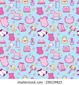 Seamless hand drawn baby pattern