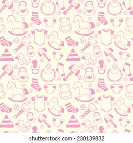 Seamless hand drawn baby pattern