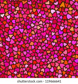 Seamless hand drawn background with hearts