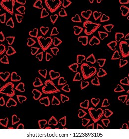 Seamless hand drawn background with hearts of love