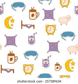 Seamless hand drawn background on sleep theme for your design
