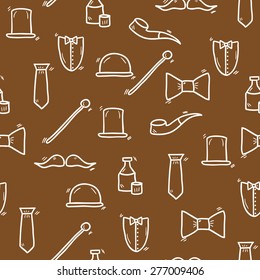 Seamless hand drawn background on gentlemen club theme for your design