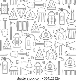 Seamless hand drawn backrgound on firefightening theme