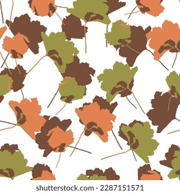 seamless hand drawn backyard flower pattern on white background