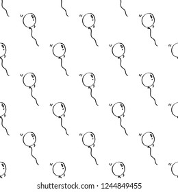 Seamless hand drawn balloon on white