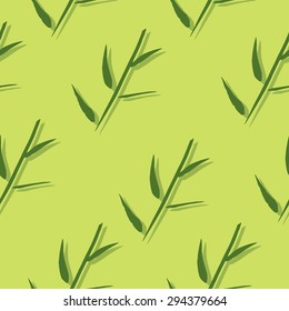 Seamless hand drawn bamboo twig pattern. Vector background