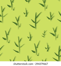 Seamless hand drawn bamboo twig pattern. Vector background
