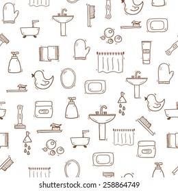 Seamless hand drawn bathroom background for your design 