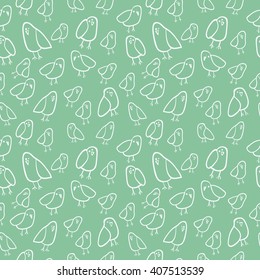 Seamless Hand Drawn Bird Pattern
