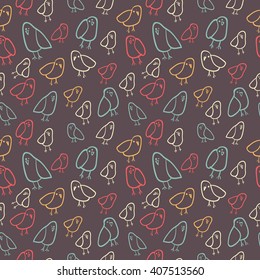 Seamless Hand Drawn Bird Pattern