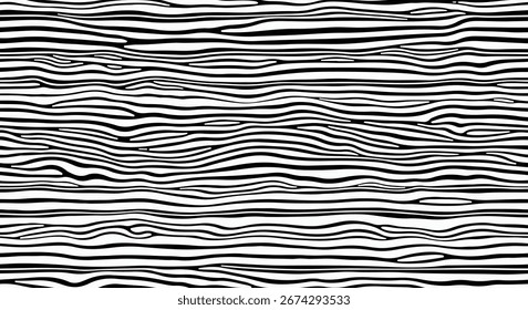 Dibujado a mano sin fisuras patrón de línea ondulada en blanco y negro, diseño Abstractas de textura de fondo de estilo cebra