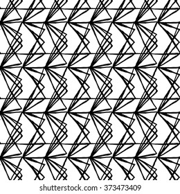Seamless hand drawn black and white pattern