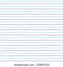 Seamless hand drawn blue stripes background. Vector illustration.
