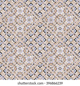 Seamless Hand Drawn Boho Ethnic Tribal Ornamental Pattern.