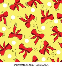 Seamless hand drawn bright background with bows - vector pattern