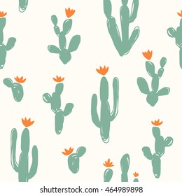 Seamless Hand Drawn Cactus Pattern