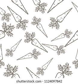 Seamless hand drawn carrot  pattern.
