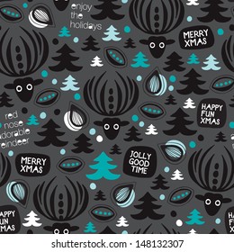 Seamless hand drawn christmas reindeer illustration background pattern in vector