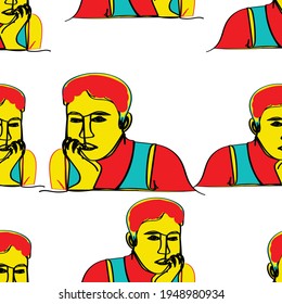 seamless  hand drawn of colorful man  modern art   pattern background   vector eps.10
