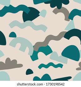 Patrón vectorial colorido dibujado a mano sin inconvenientes con formas abstractas modernas. Imprimir para tela, textil, papel pintado