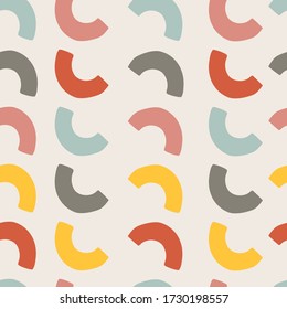 Seamless hand drawn colorful vector pattern with modern abstract shapes. Print for fabric, textile, wallpaper