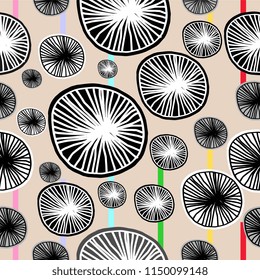 Seamless hand drawn creative circles abstract pattern. Circle background vector illustration.