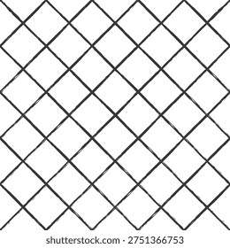 A seamless, hand drawn crosshatch pattern featuring overlapping lines forming diamond shapes, perfect for a dynamic and textured geometric background.
